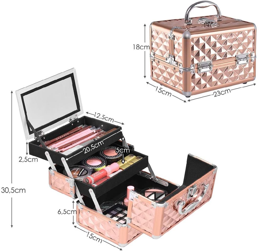 Professional Large Makeup Aluminium Vanity Box Beauty Organiser Cosmetic Case