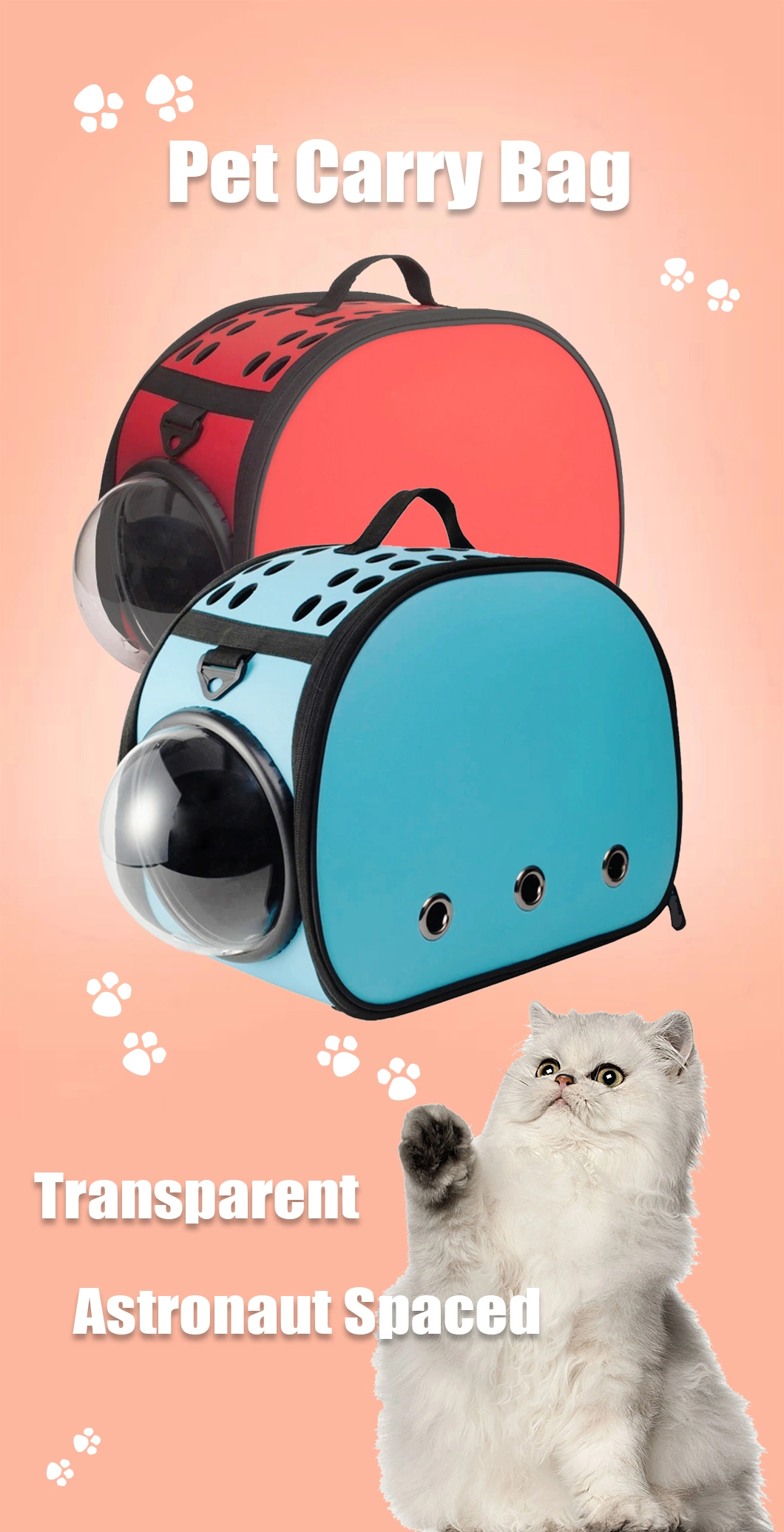 Transparent Astronaut Spaced Capsule Shaped Pet Cat Dog Bag Travel Crate Carrier Bag