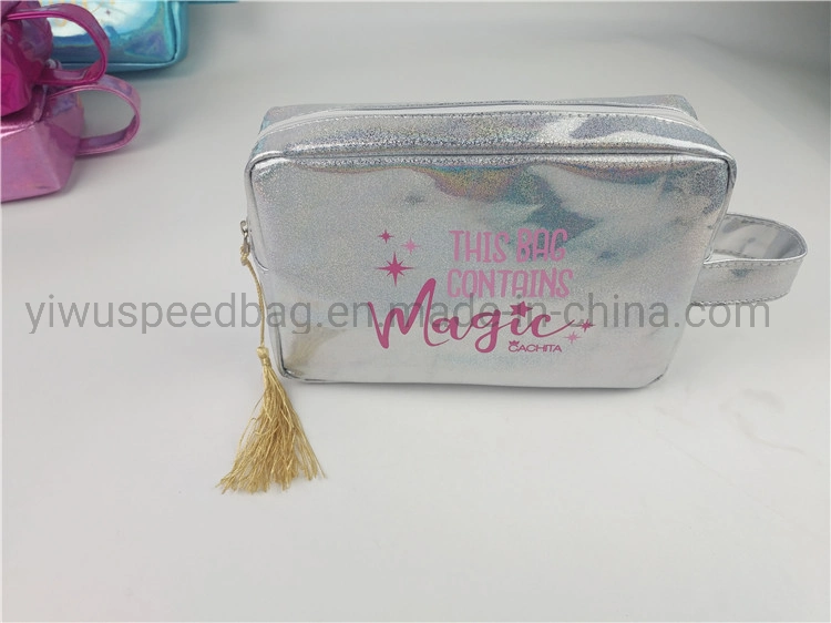 Highlight PU Leatherfemale Beauty Makeup Case Ladies Zipper Cosmetic Bag