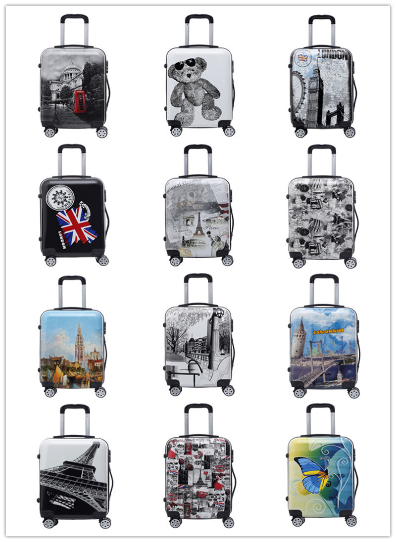 Hot Selling ABS PC Printing Trolley Suitcase Travel Bag Hard Shell Luggage (XHPA004)