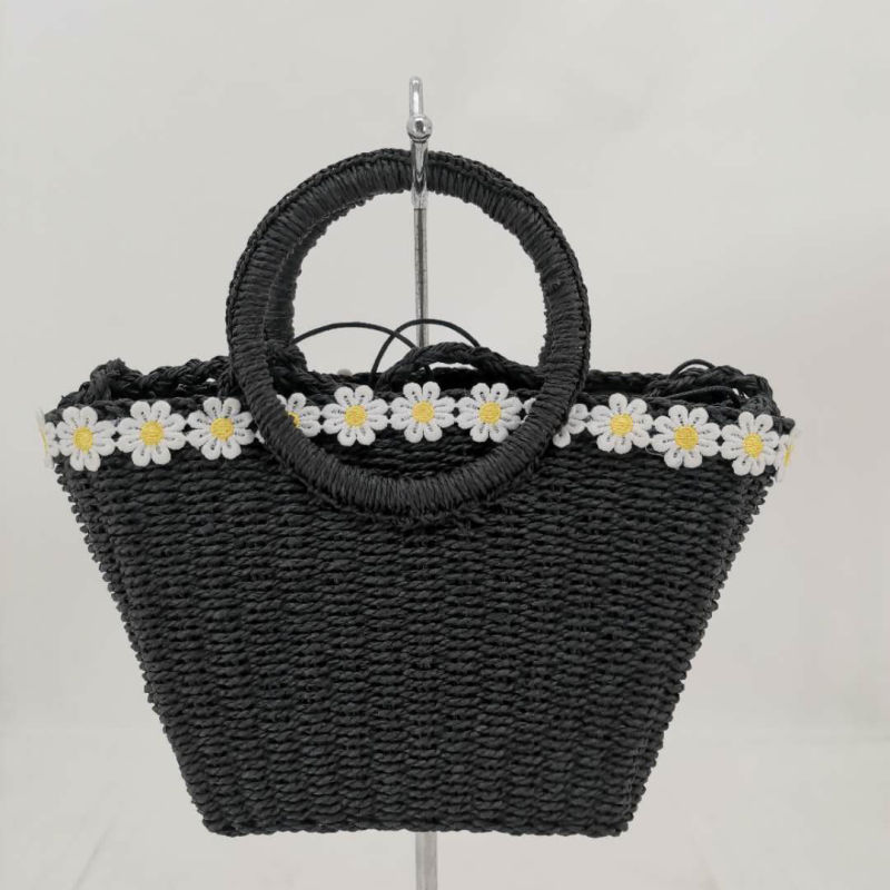 Folower Decoration Handwoven Paper Straw Tote Beach Bag&#160;