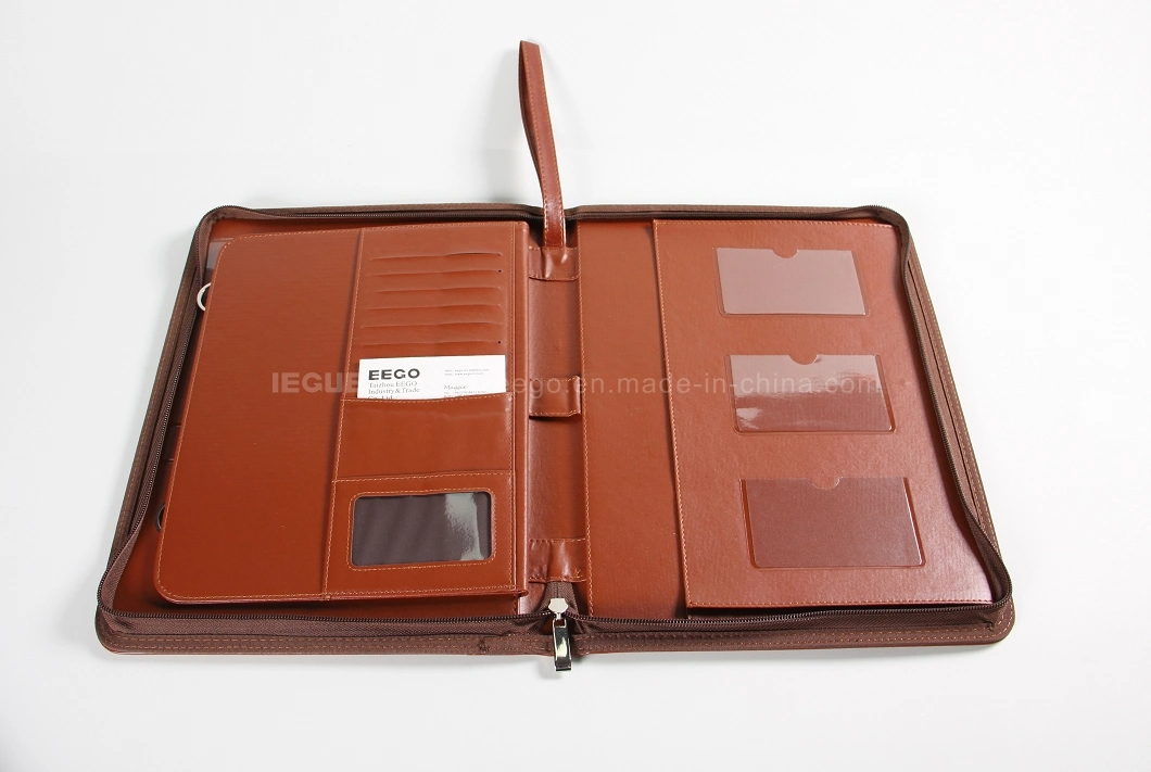 High Quality PU Leather Manager File Folders with Zipper