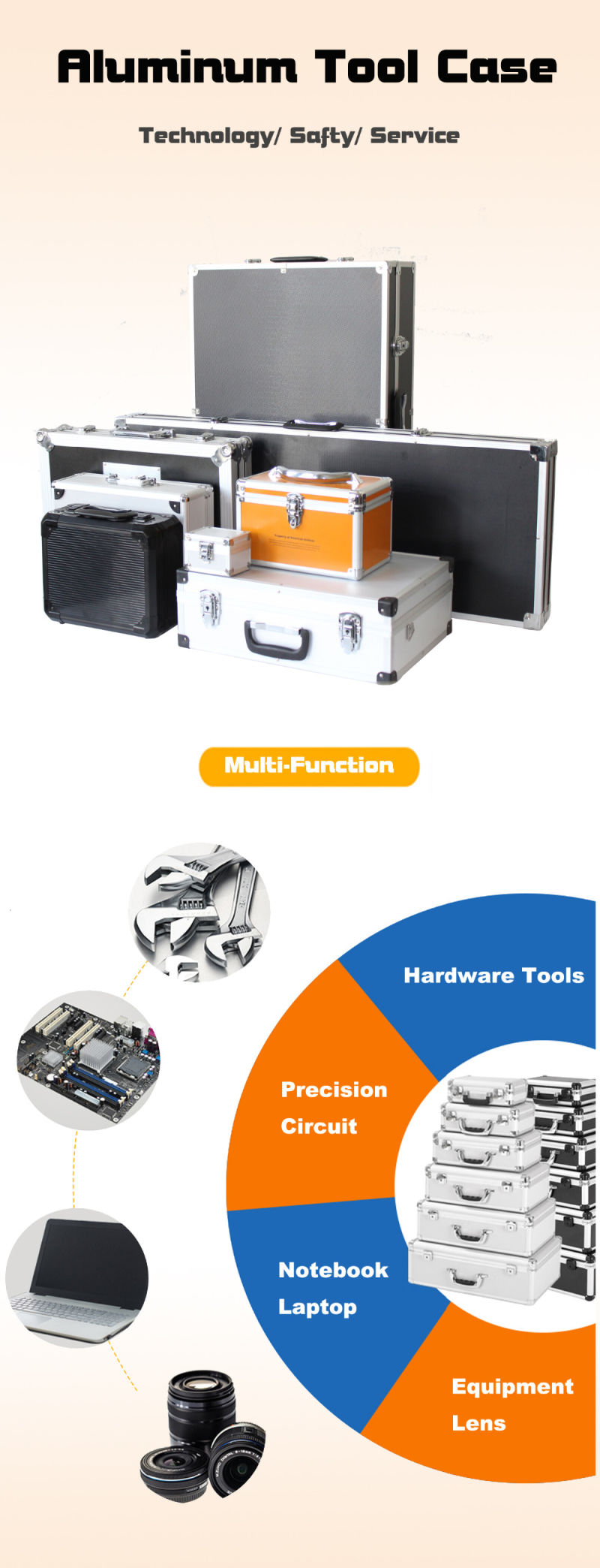 Promotional Hot Sale Black Aluminum Tool Carrying Case/ Display Case Aluminum/ Aluminum Pilot Case