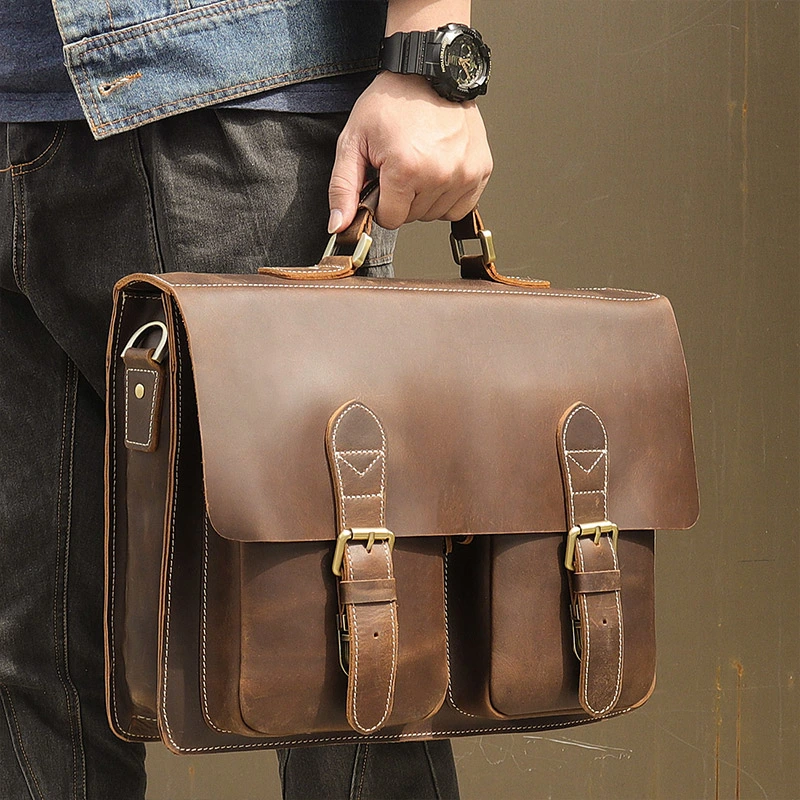 Cow Leather Style Men's Briefcase Bag Handbag Laptop Bag Messenger Bag