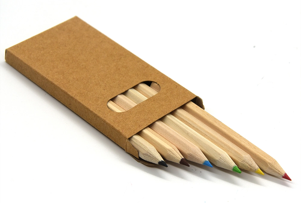 Hot Selling Cheap Short 3.5 Inch 6PCS Natural Wood Color Pencil in Box for Gifts&Promotions
