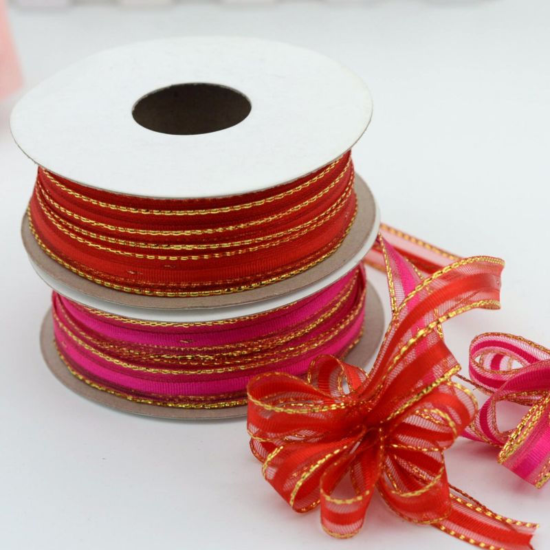 Colorful Organza Pull Flower Ribbon for Gift Package Colorful Nylon Ribbons