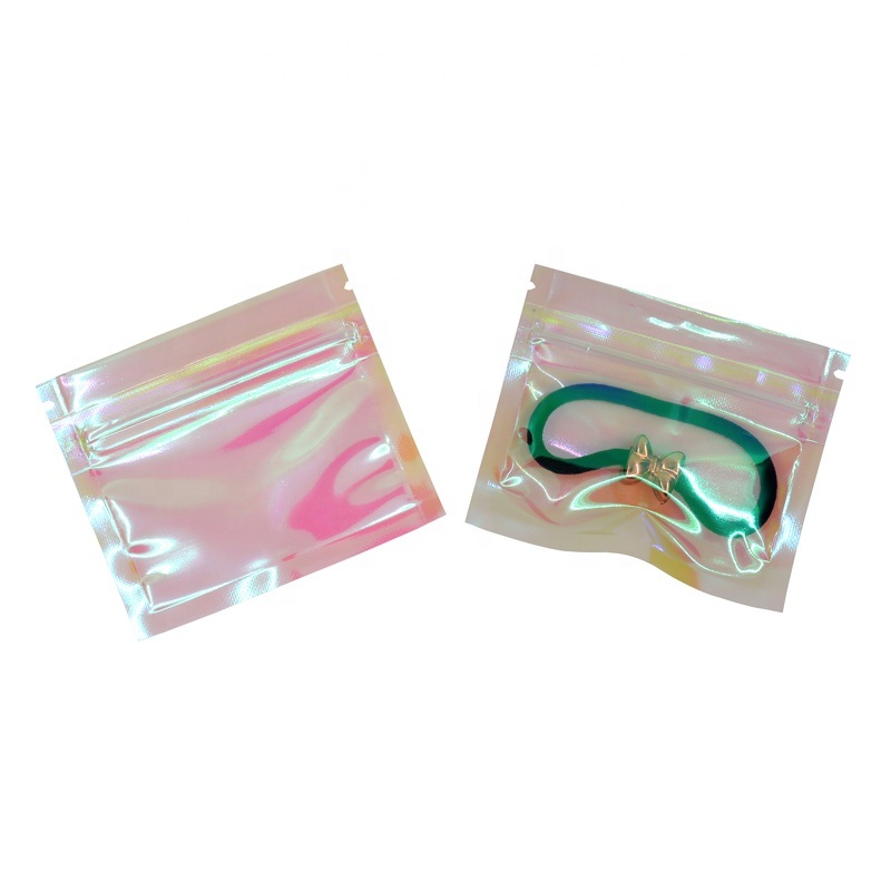 Custom Rainbow Color Zipper Bags Hologram Zip Lock Bags