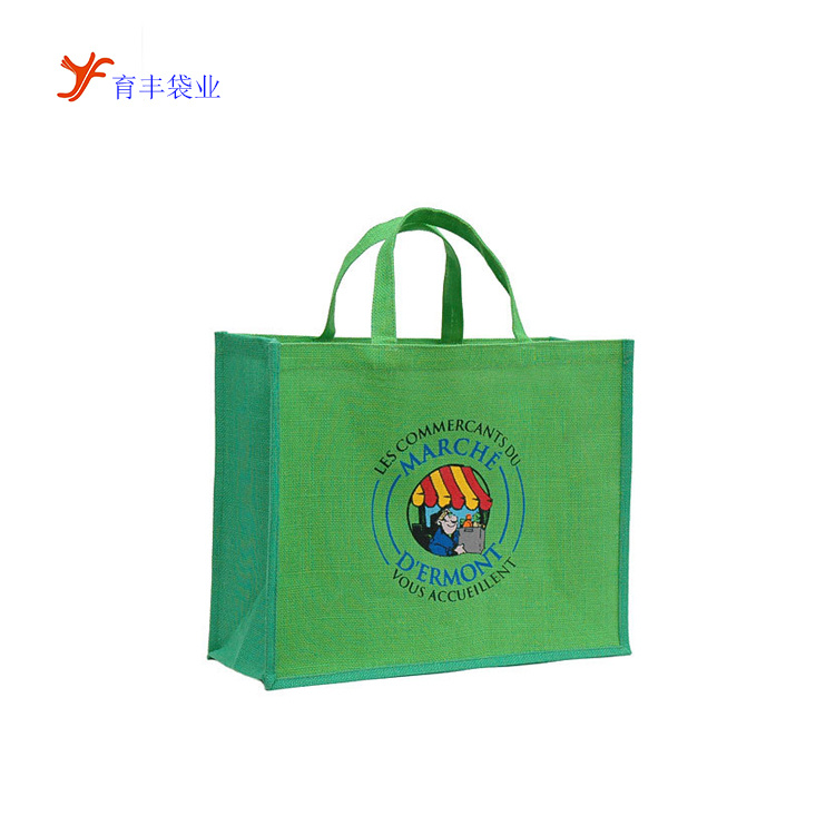 Recyclable Material Customized Logo Linen Tote Shopping Jute Bag