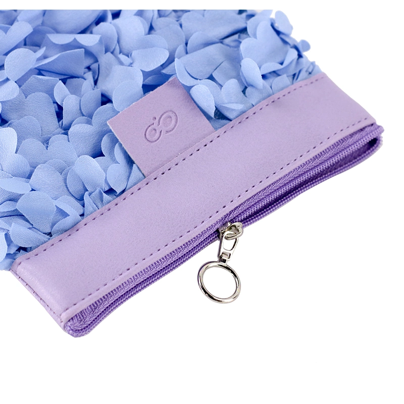 PU Waterproof Girl Flower Ladies Promotional Keyring Key Chain Clutch Lady Handbag Cosmetic Lipstick Coin Purse Wallet Zipper Storage Pouch Hung Card Bag