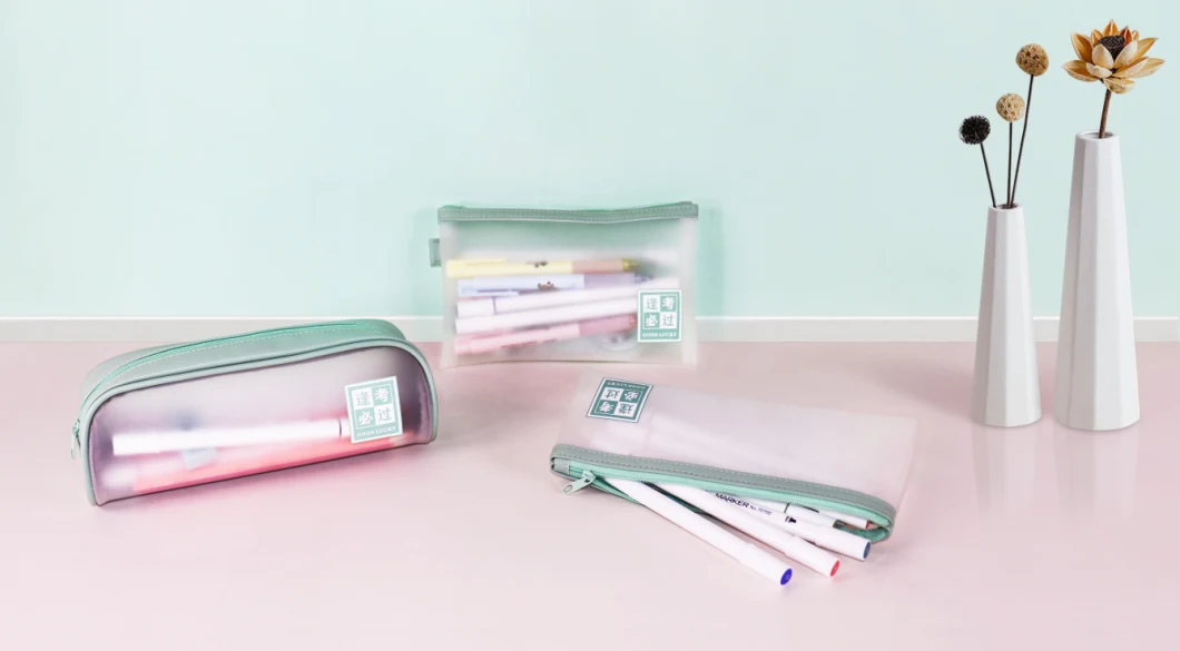 Stationery Pencil Case with Zip Top Logo Print Pencil Pouch Clear PVC
