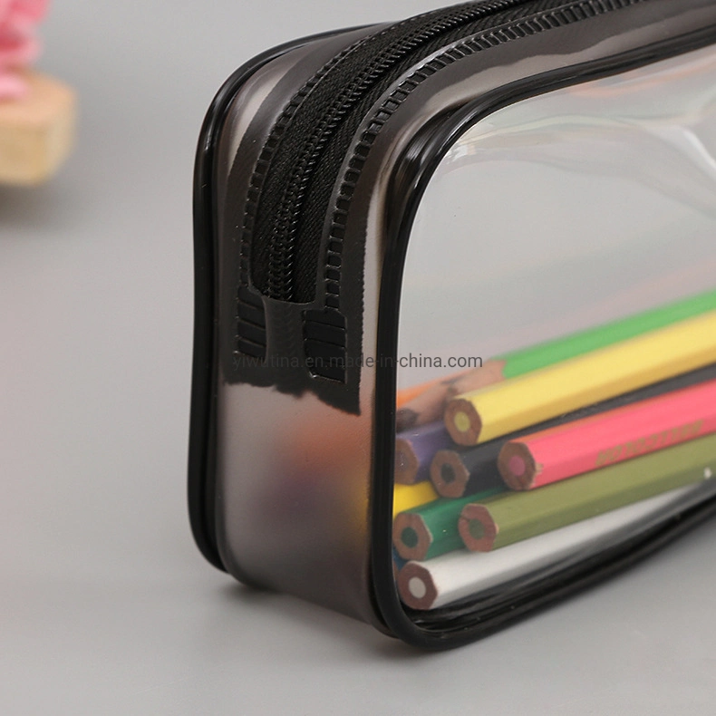 Transparent Clear PVC Waterproof Makeup Travel Toiletry Case Cosmetic Bag Set Bag with Button Handle