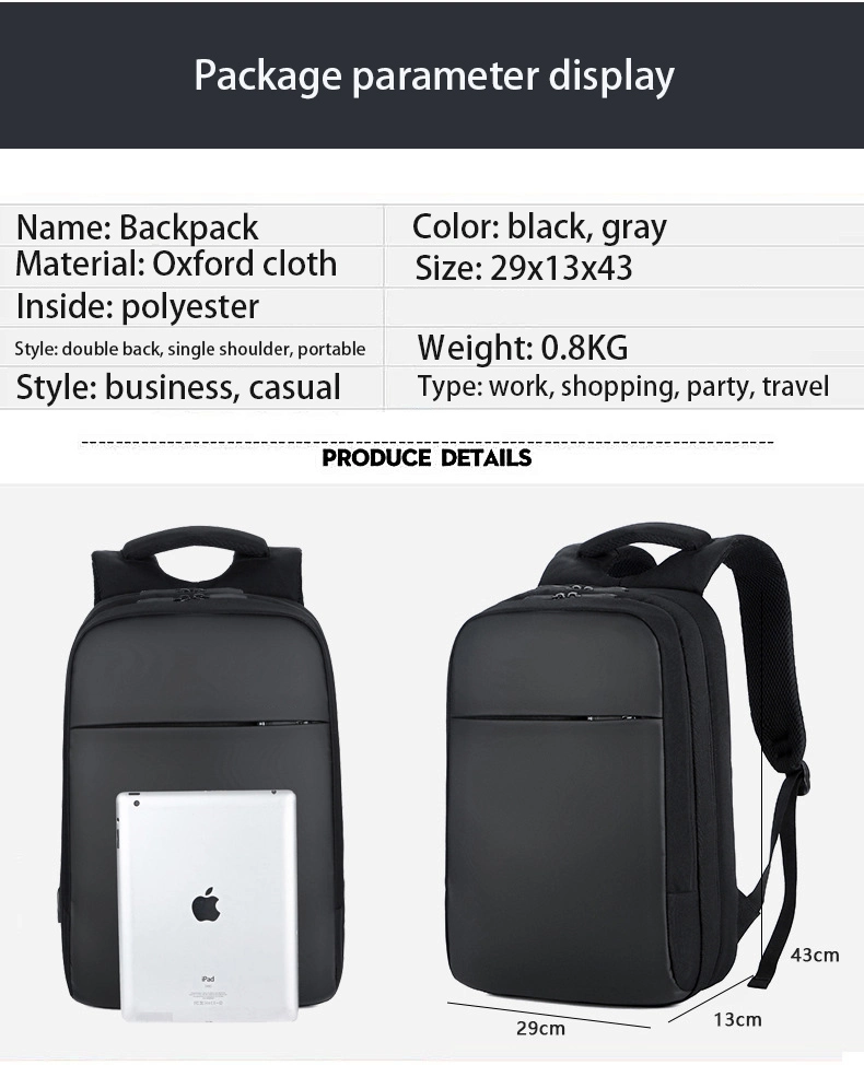 Wholesale Customized Student Computer Backpack Male Korean Fashion Large-Capacity USB Charging Multifunctional Travel Outdoor Backpack