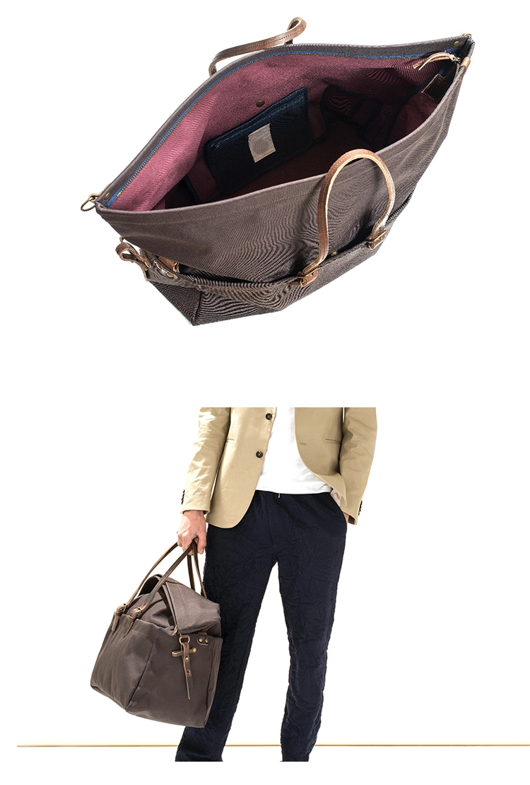 Factory Price Good Quality Brown Canvas Weekender Travel Bag Duffle Bag for Men