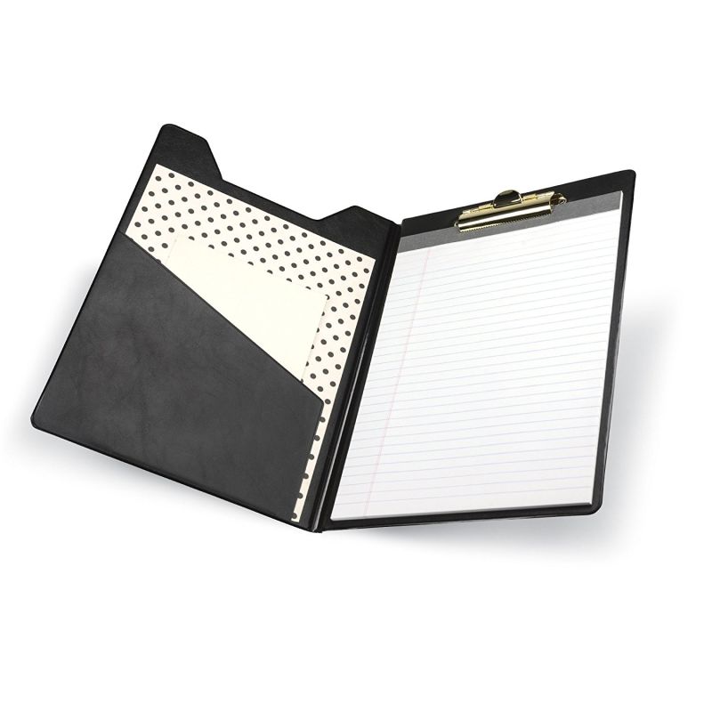 Black Hard Cover PU Leather Folder with Clipboard