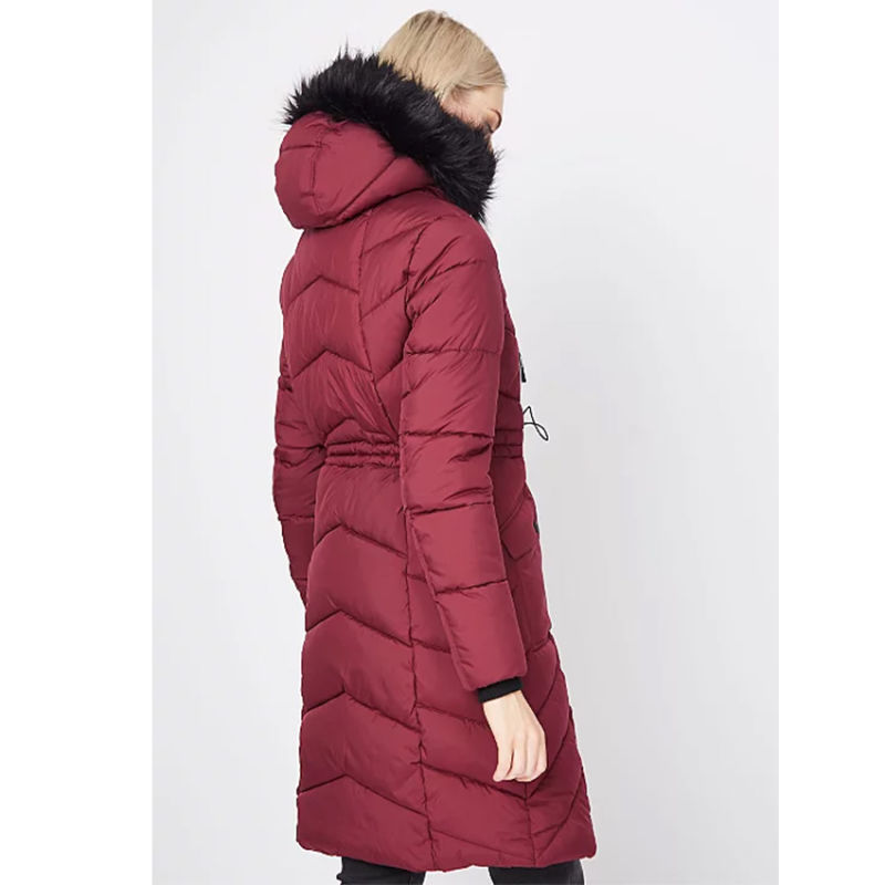 Women's Winter Long Line Down Jacket with Fur Hoode on Stock