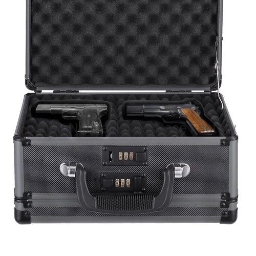 Shotgun Double Lids Pistol Case Aluminum Military Gun Case High Level Black Color Case