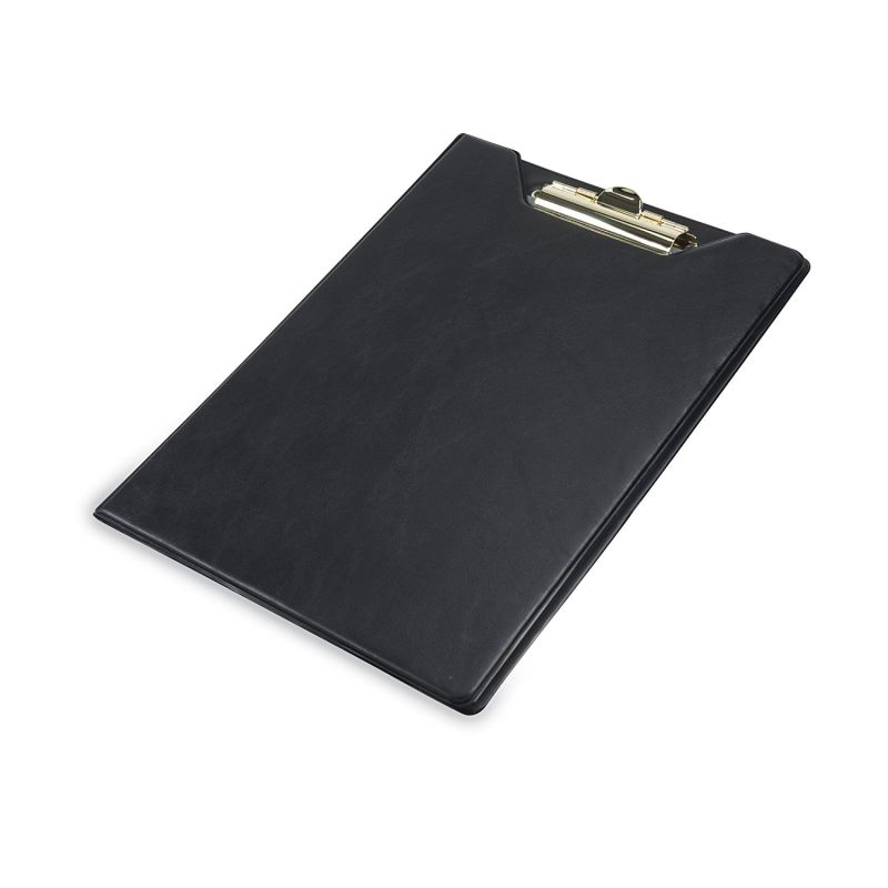 Black Hard Cover PU Leather Folder with Clipboard