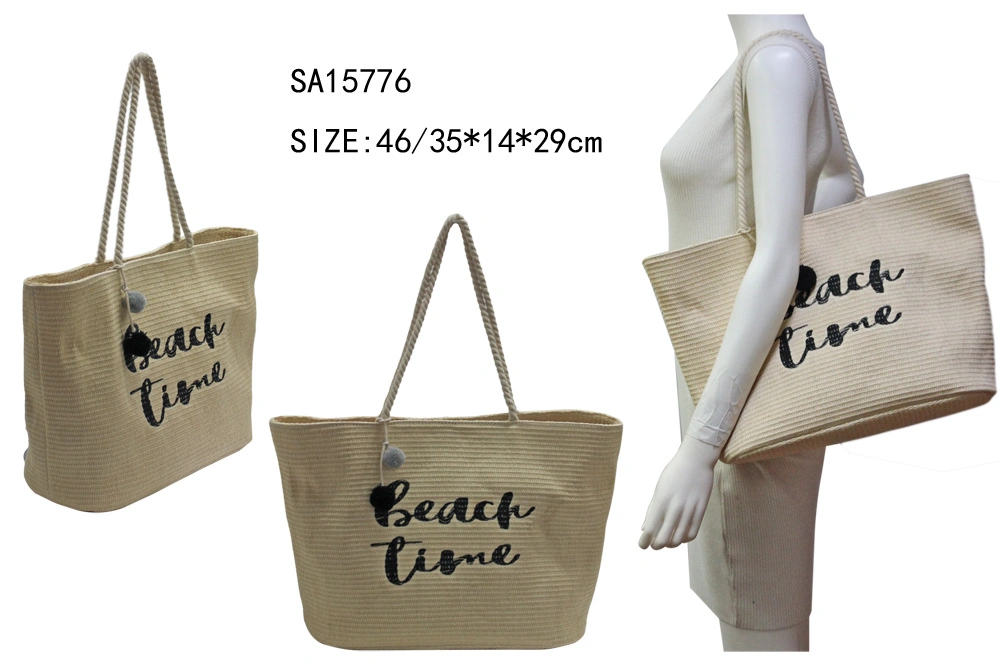 High Quality Tote Lady's Beach Bag Handmade Straw Bag for Shopping