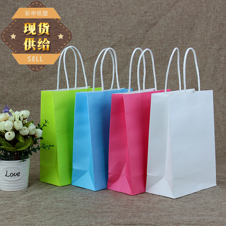 Women White Paper Shopping Gift Bag Hot Selling Packaging Bag with Ribbon for Shopping Clothes and Gift