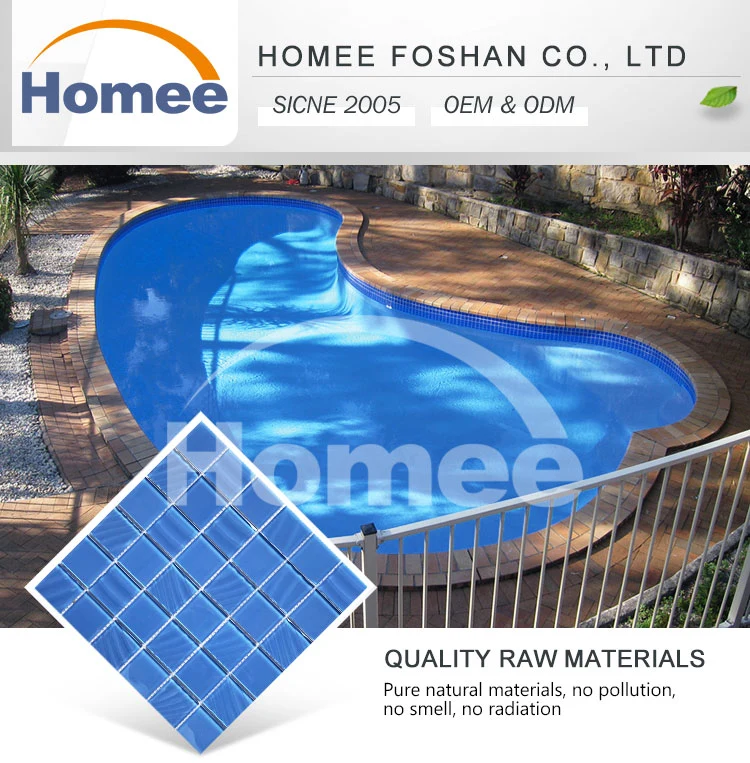 Blue Square Glass Mosaic Swimming Pool Tile