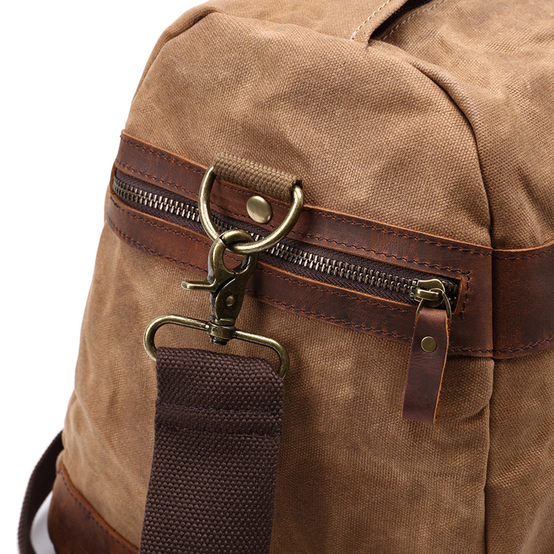 Newest Design Waxed Canvas Custom Travel Bag Cowhide Leather Men Duffel Bag (RSF-8826)