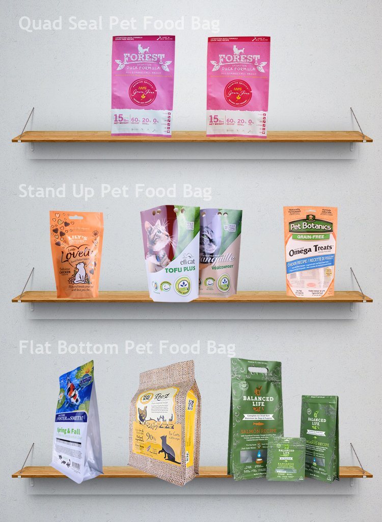 Custom Color Printing Ziplock Pet Food Packaging Pouch Bag