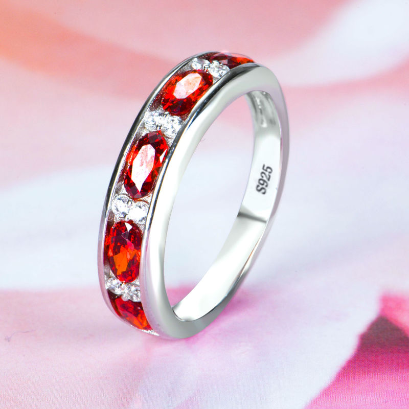 Garnet Wedding Rings Fashion CZ Promise Rings 925 Silver Valentine Gift Rings for Women