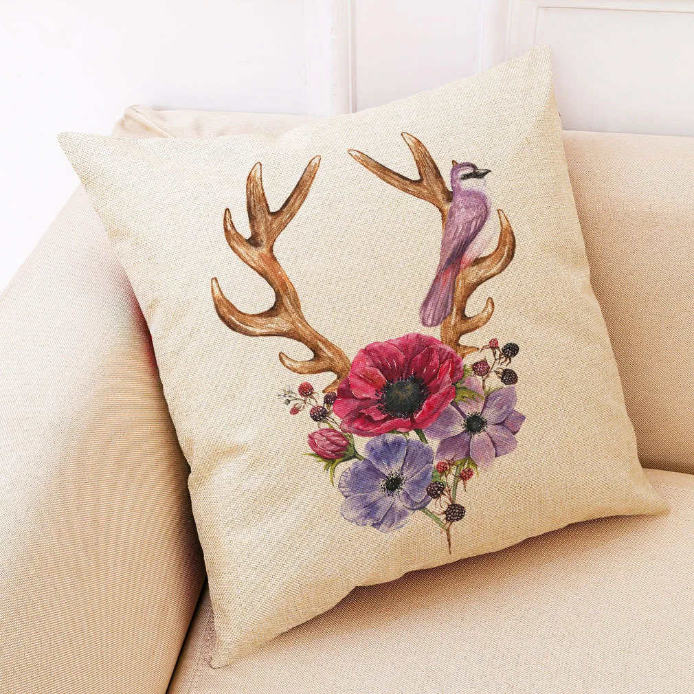 Buckhorn/Antlers/Abatis Printed Throw Pillow Case Linen and Cotton Cushion Cover
