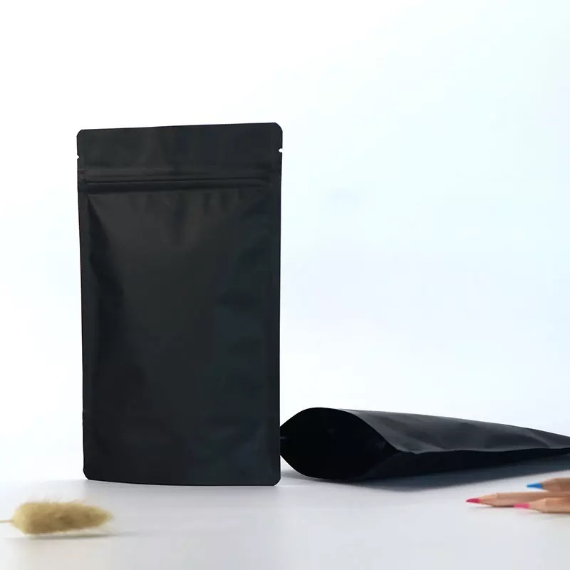 Stock Matte Black Bags 13*20.5 Cm Ziplock Stand up Bags Nuts &Biscuit Packaging Bags
