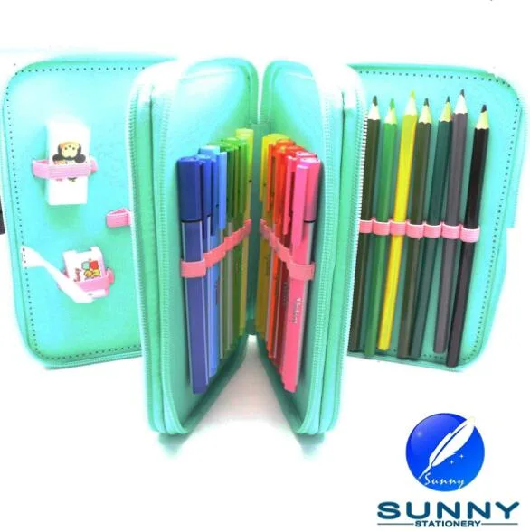 2015 Hot Sale Zip Pencil Case Stationery Set, Third Tier Pencil Case, School Bag Stationery Set
