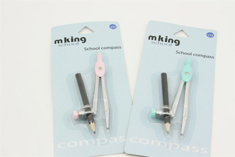 New Fashion Stationery Safety Math Compass Zinc Alloy Compass with Pencil Stationery for Children