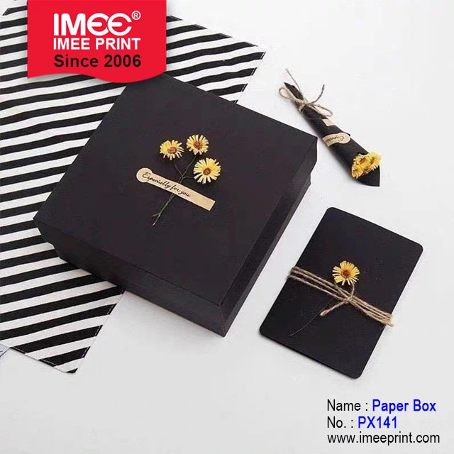 Imee Black Business Box Set with Bag Greeting Card