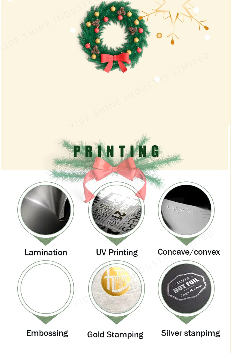 Top Quality Custom Logo Print Christmas Gift Bags Kraft Paper Bags with Handles