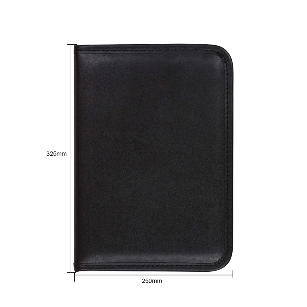 Multi-Function Black Business Portfolio A4 Leather Profile Manager Folder