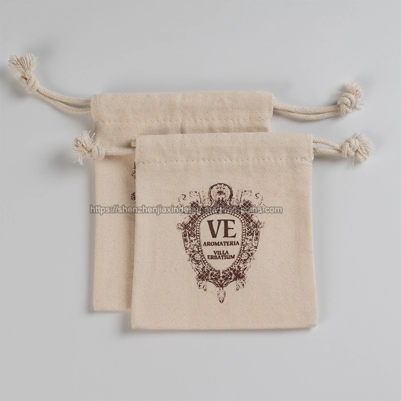 High Quality Cotton Canvas Gift Pouches Custom Small Natural Canvas Jewelry Bag