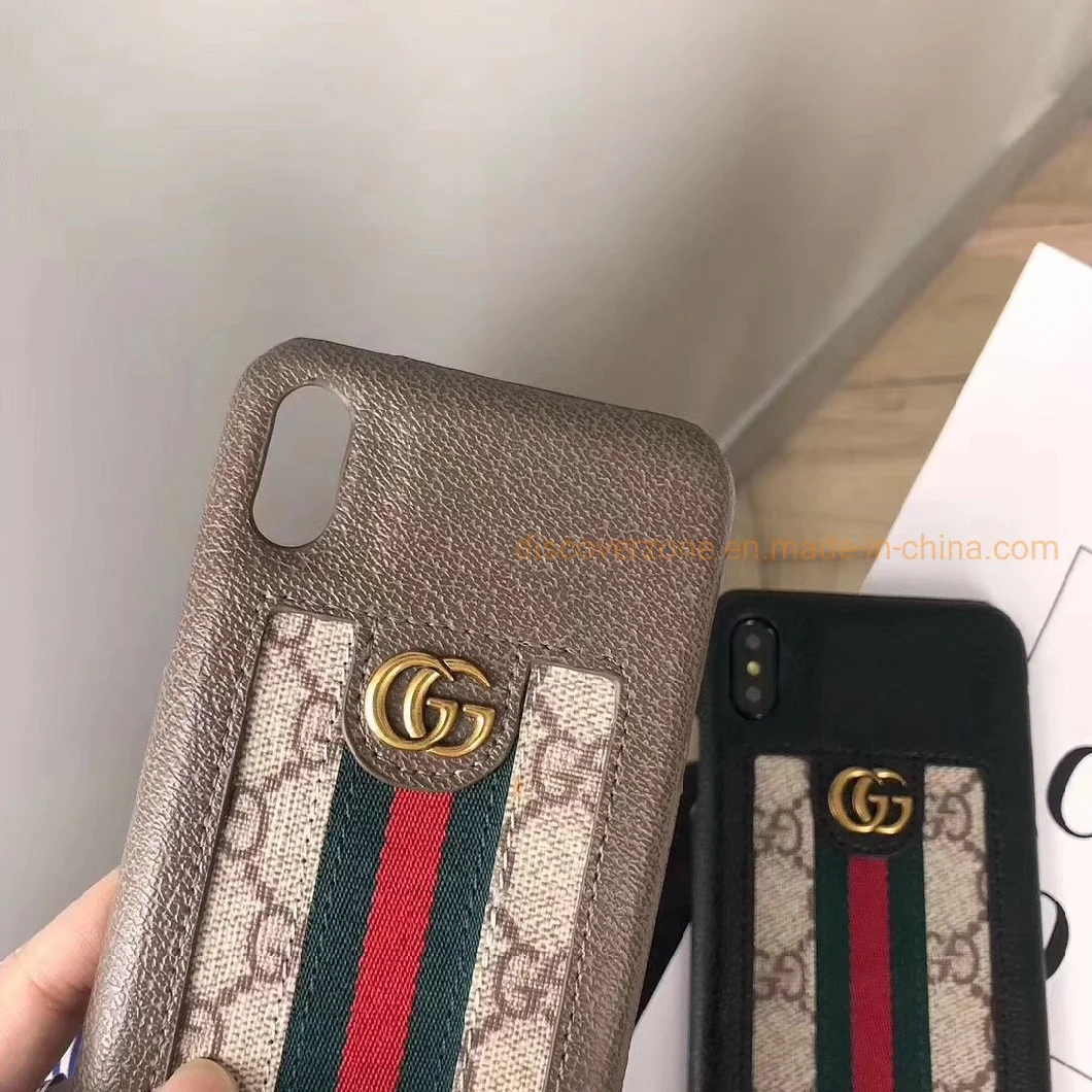 Made in China Brands Logo Leather Mobile Phone Case Double G Fashion Phone Case
