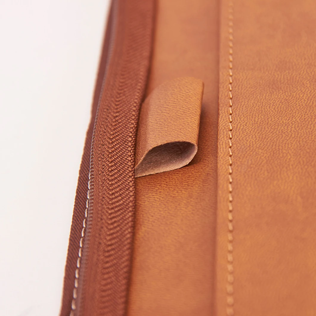 Custom A4 Zipper High Quality PU Leather Document Bag File Business Folder