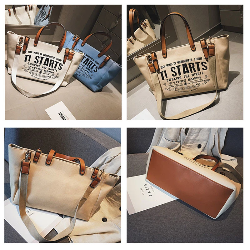 Classic Fashion Handbag Luxury Canvas Tote Bag Large Capacity Messenger Bag Wholesale and Retail