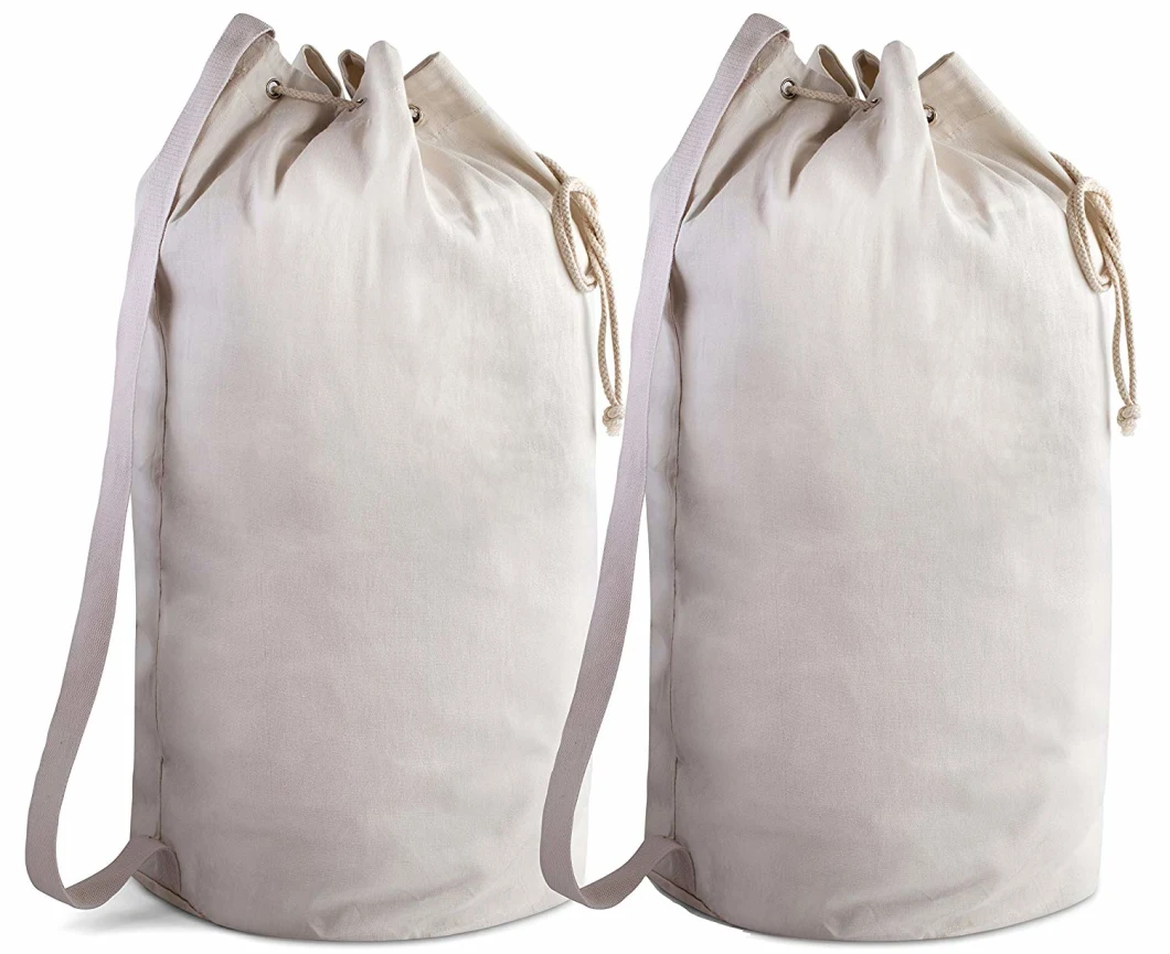 Wholesale Easy Carrying Canvas Reliable Duffle Bag Laundry Bag Drawstring Custom with Leather Closure