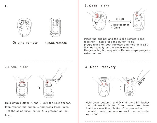Rubber Case Face to Face Copy Remote Control Copier 433.92MHz Wireless Remote Duplicator