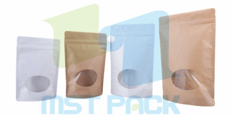 Kraft Paper Bag Stand up Pouch Doypack with Clear Window