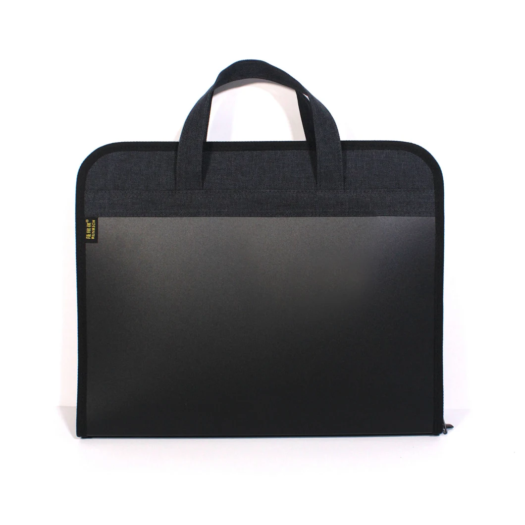 Fashion Black Plastic A4 Durable Student Test Paper Organize File Bag