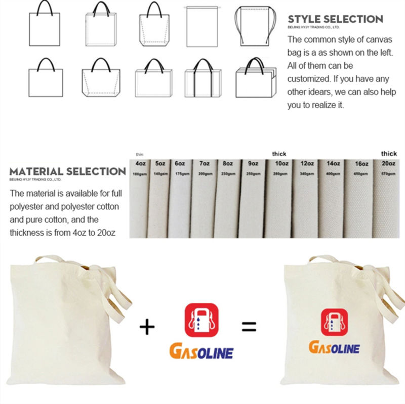 Customized Fashion Style Organic Natural Canvas Tote Cotton Bag