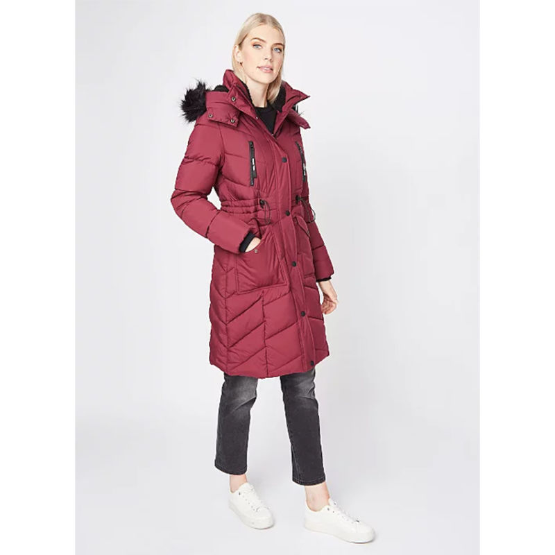 Women's Winter Long Line Down Jacket with Fur Hoode on Stock