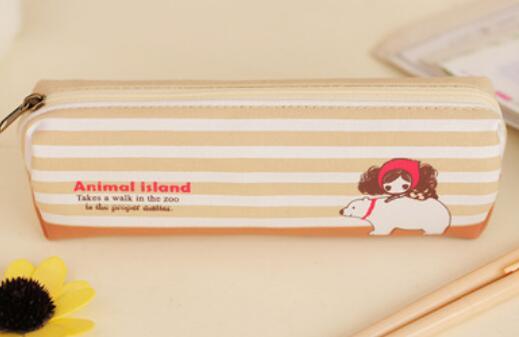 Cotton Square Pencil Case Vintage Cute Stationery Bag Box for Promotion