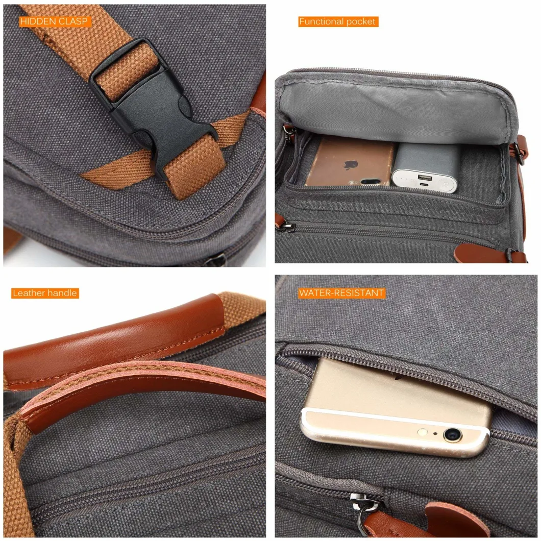 Functional High Quality Durable Canvas Hybrid Backpack Briefcase Business Laptop Notebook Case