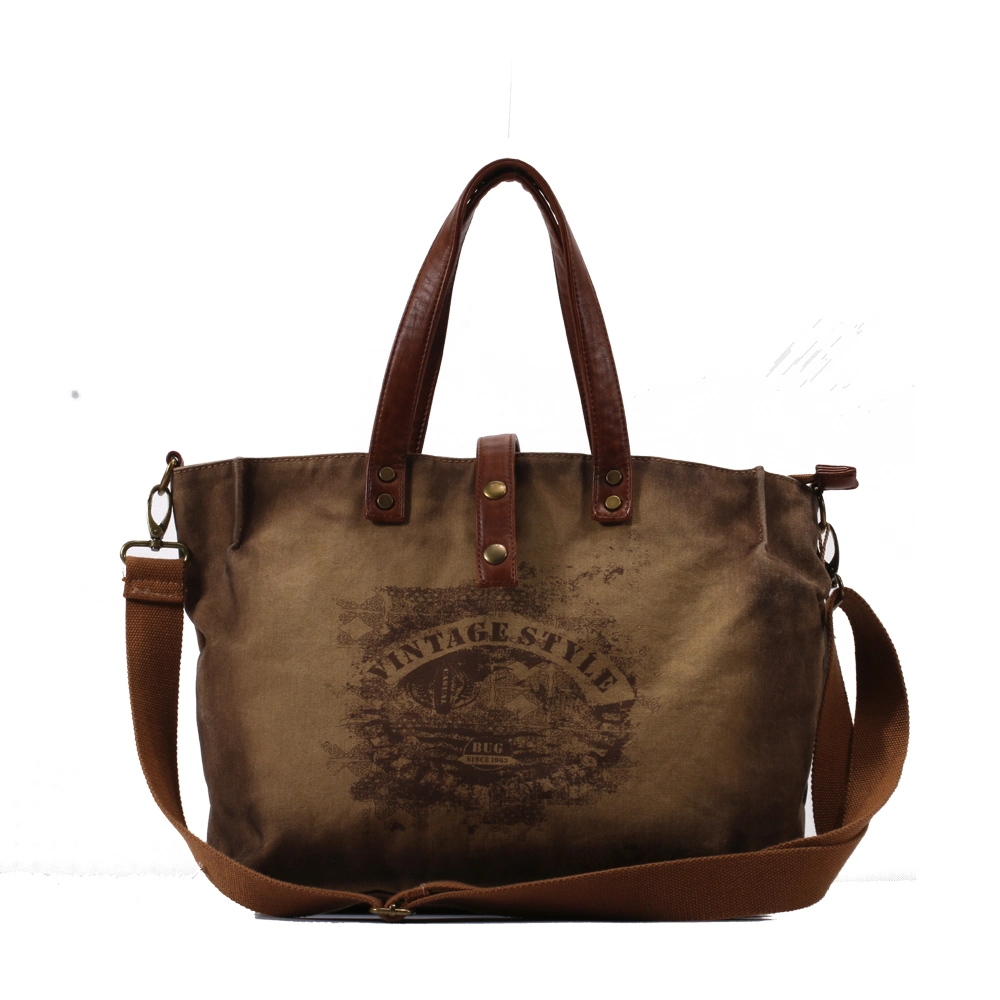 Vintage Canvas Handbags Shoulder Bags Canvas Tote Bag Leather Handle