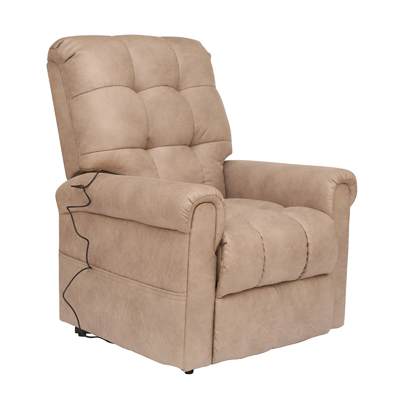 Button Point Design Simple Style Functional Sofa PU Leather Electric Lift Chair Recliner with Storage Bag