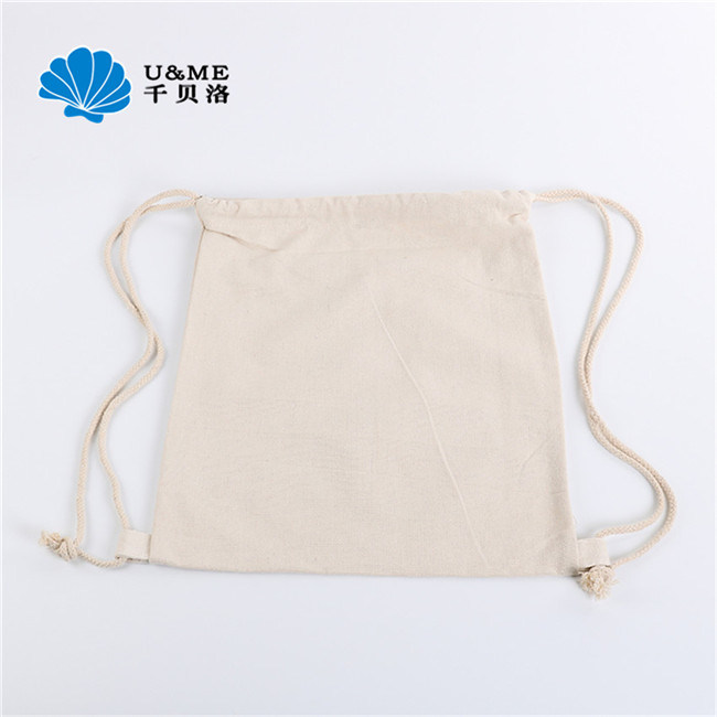 Customized Logo Print Korean Canvas Cotton Drawstring Bag