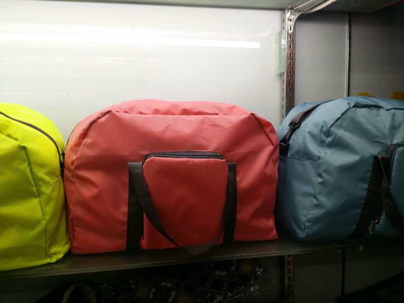 Wholesale Yellow 100% Polyester Foldable Travel Duffel Bag